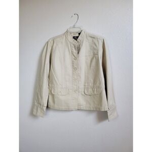 ALC Classic Women's Khaki Jacket Long Sleeve Fashion Utility Button Blazer Sz M